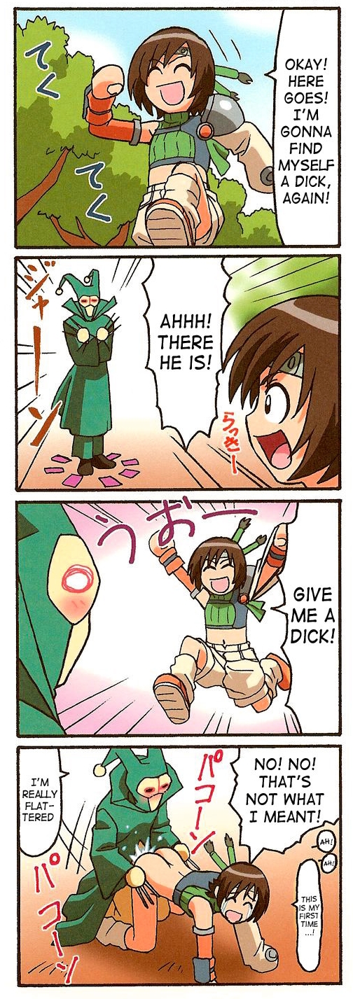 1girls 4koma comic female final_fantasy final_fantasy_vii ookura_kazuya tagme yuffie_kisaragi