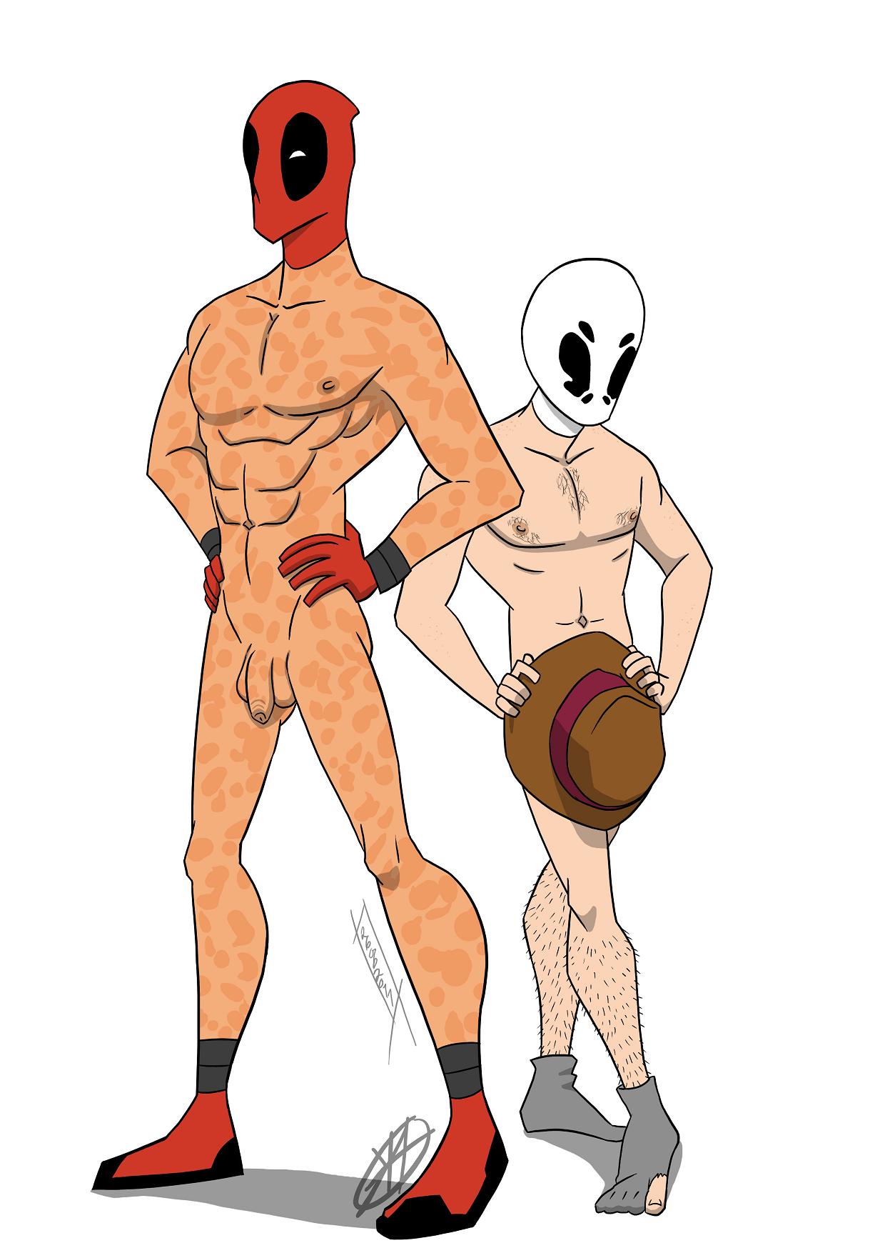 crossover dc_comics deadpool gay male male_only marvel marvel_comics multiple_boys multiple_males rorschach tagme watchmen yaoi