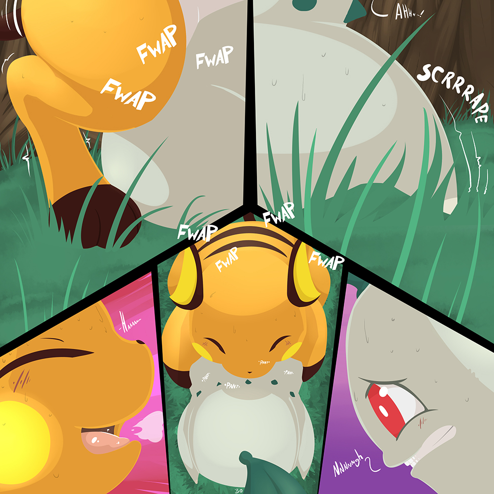 chikorita female from_behind grass male pokemon pokemon_(species) raichu sex sigh springtime_desperation straight sweat tom_smith