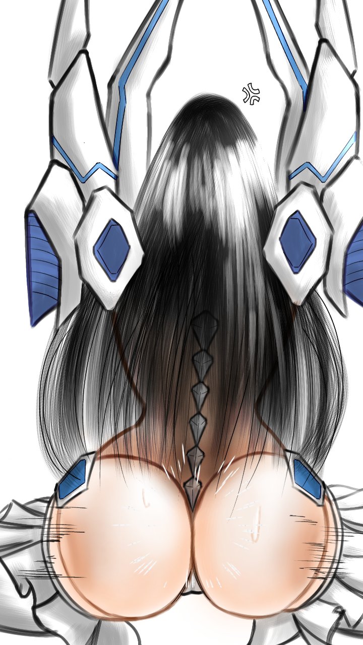 1girls angry_vein ass back_view big_ass big_butt dark_hair junketsu kill_la_kill kiryuuin_satsuki lets_l4ment_(artist) long_hair solo twerking white_background