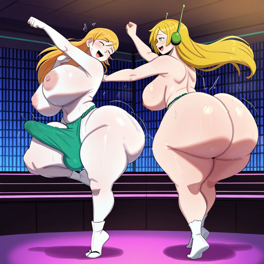 1futa 1girls ai_generated ass ass_jiggle ass_shake ass_wobble big_ass big_breasts big_butt breasts cave_story curly_brace erection erection_under_clothes erection_under_loincloth female fundoshi fundoshi_futanari fundoshilover101 futanari huge_ass huge_breasts huge_butt intersex loincloth nightclub tabi_socks topless