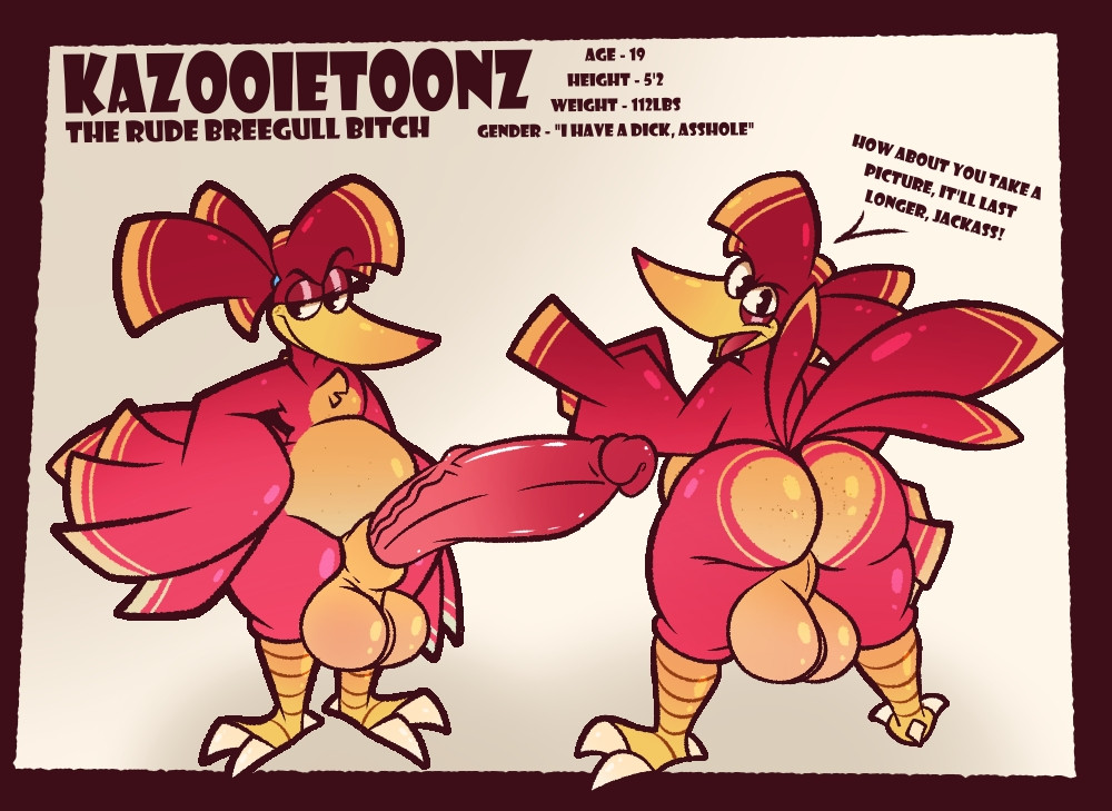 animal_genitalia anthro ass avian backsack balls banjo-kazooie beak belly big_balls big_butt big_penis bird breegull chest_tuft claws dipstick_beak english_text feather_hands feathers feet ftm_crossgender genitals gesture hand_gesture huge_cock humanoid_genitalia humanoid_penis kazooie kazooietoonz krazytoonz male middle_finger model_sheet multicolored_body multicolored_feathers open_beak open_mouth penis pose profanity rareware red_body red_feathers rule_63 sheath simple_background solo solo_male standing tail tail_feathers talons text thick_thighs toes tuft unimpressed wing_fingers wings yellow_beak yellow_body yellow_feathers