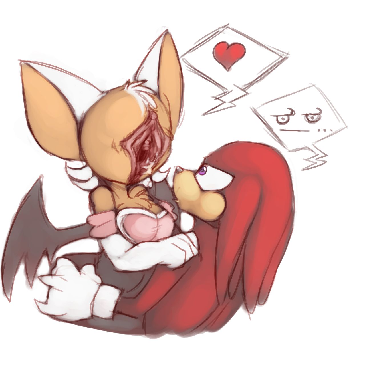 bat echidna heart knuckles_the_echidna mel_the_hybrid pussy pussy_face rouge_the_bat sega sonic_(series) sonic_the_hedgehog_(series)