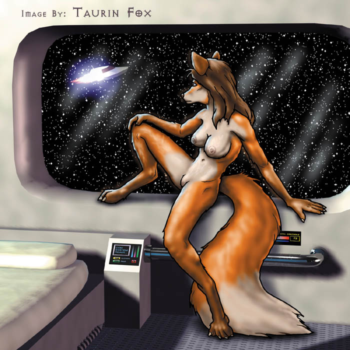 breasts brown_hair canine female fox hair orange pussy solo space tail taurin_fox