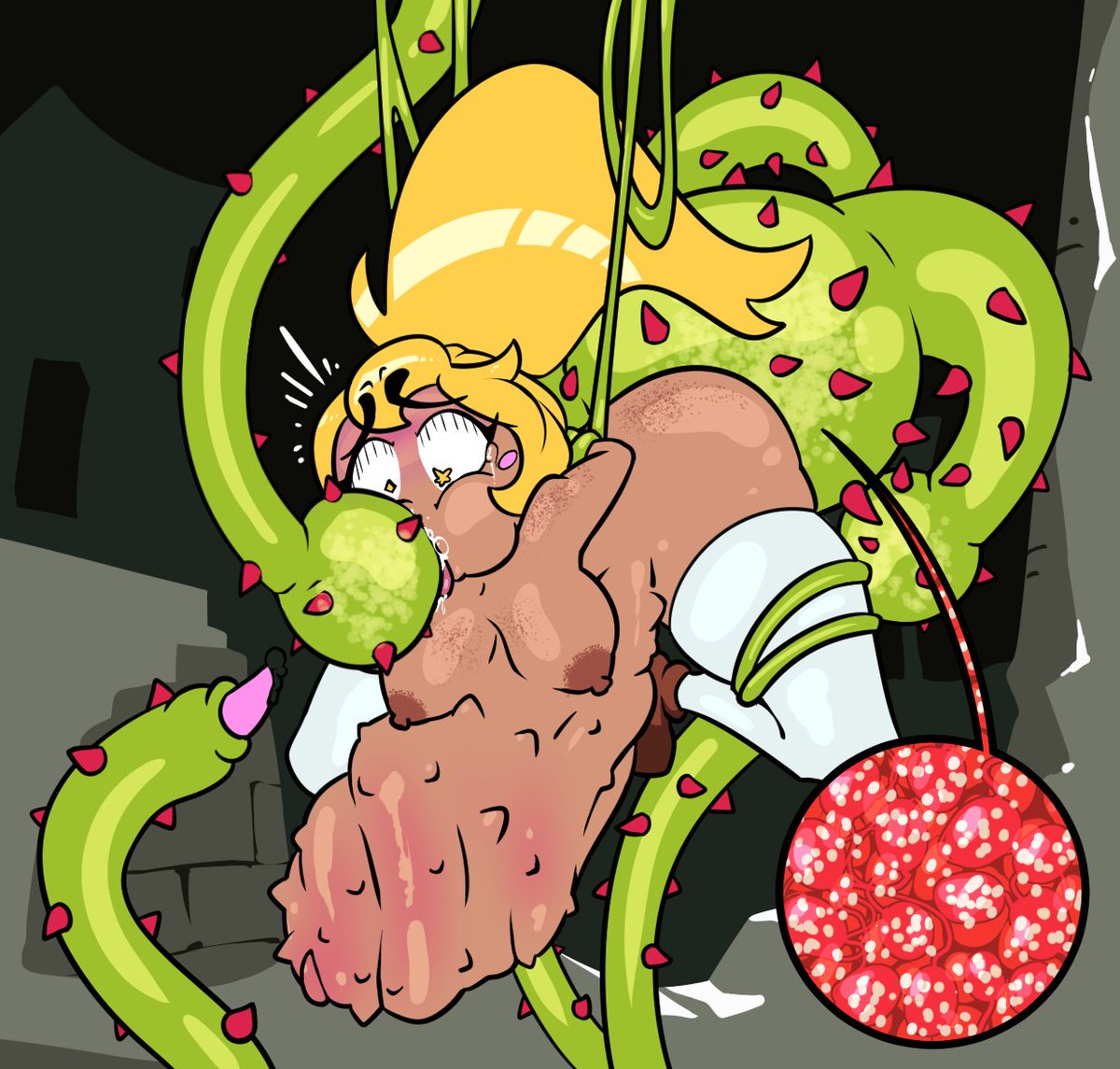 1girls, algob4v, blonde hair, female, fucked silly, goomba, goombella, impossible fit, impregnation, long hair, mario (series), nintendo, nude, oral, paper mario, paper mario: the thousand-year door, ponytail, stomach bulge, suspended, tentacle, tentacle rape, tentacle sex, x-ray