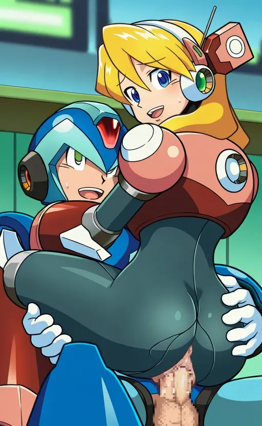 1boy 1girls aeshi-xerk ai_generated alia almost_naked almost_nude big_ass black_bodysuit blue_eyes blush bodysuit censored censored_penis censored_pussy cowgirl_position grabbing_ass green_eyes long_hair mega_man mega_man_x open_mouth penis penis_in_pussy pussy robot_girl sex smile white_gloves x_(mega_man)