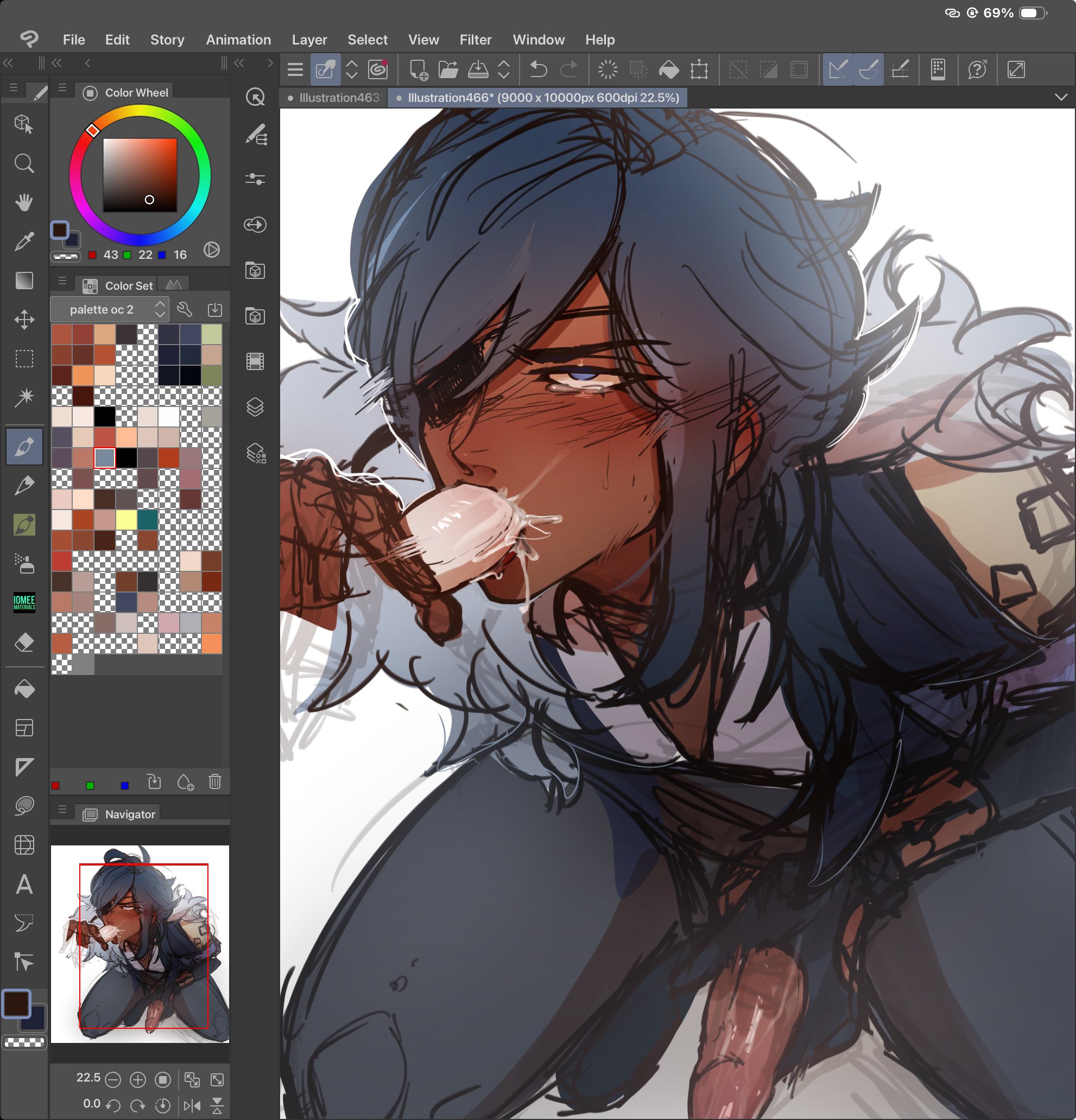 albedo (genshin impact), clip studio paint (medium), cum, cum in mouth, eyepatch, gay, genshin impact, gloves, kaeya (genshin impact), looking up at partner, masturbating, masturbating during oral, masturbation, ochaiit, oral, oral sex, tears, unfinished, yaoi