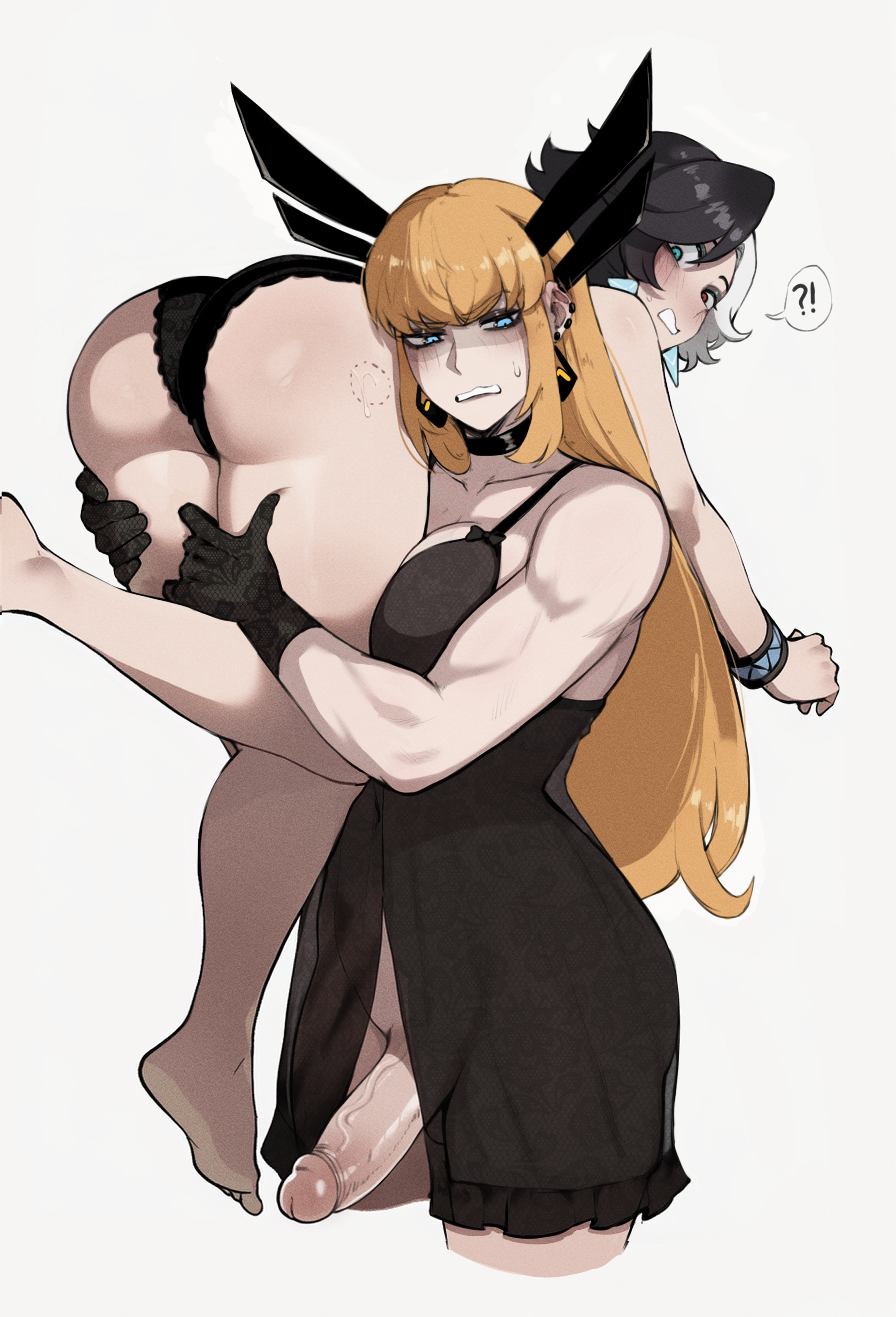 1futa, 1girls, 2d, 2d (artwork), ass, big ass, big breasts, big penis, black hair, blonde hair, breasts, carrying, carrying another, clothed, clothing, erection, female, fireman's carry, futanari, human, light skin, luna snow, luna snow (marvel rivals), magik (illyana rasputin), magik (marvel rivals), marvel, marvel comics, marvel rivals, masoq095, mostly clothed, multicolored hair, nightgown, penis, snowsword, tagme, white hair