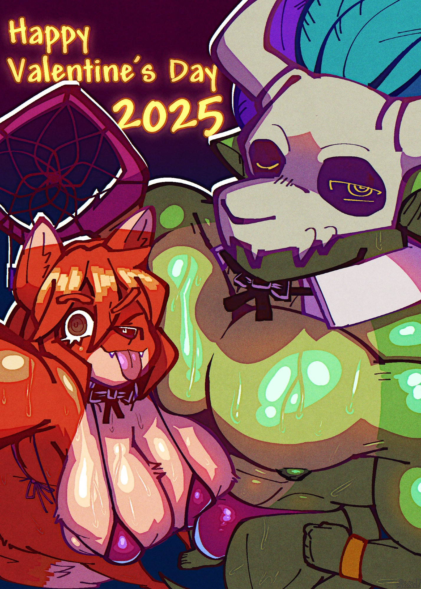 1boy1girl, anthro, big breasts, bikini, bikopie!, fox ears, fox girl, fox tail, furry, furry female, lihzahrd, looking at viewer, mask, muscles, muscular, muscular male, one eye closed, re-logic, scalie, scalie humanoid, sweat, sweaty, sweaty body, terraria, thong, tongue out, werefox, witch doctor (terraria), zoologist (terraria)