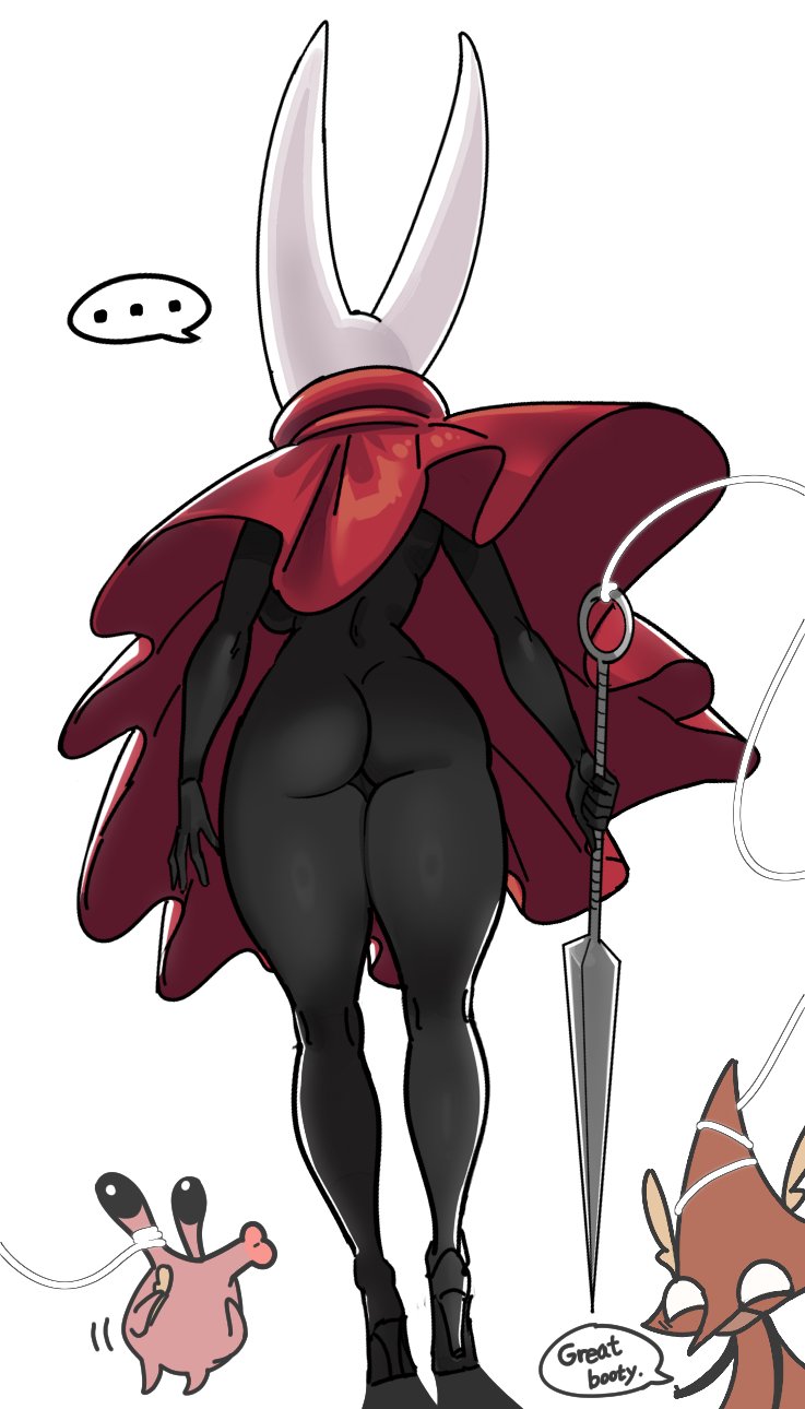 anthro, anthro bug, ass, ass focus, black body, bug, bug girl, female, hollow knight, hollow knight: silksong, hornet (hollow knight), horns, js4935, team cherry, warrior