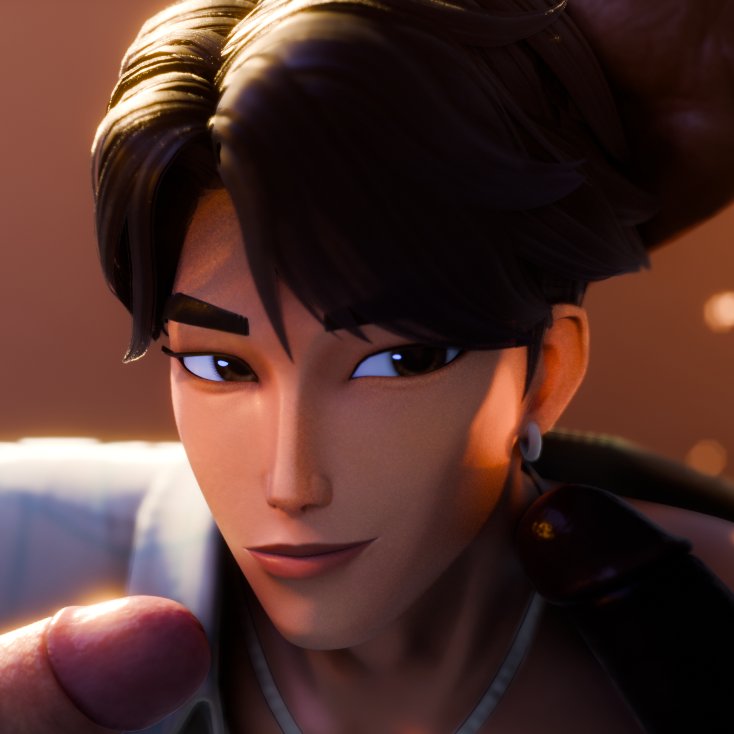 1boy 3d 3d_(artwork) 3d_artwork alternate_version cock_on_face dick_on_face diogaygay earring erect erect_cock erect_dick erect_penis erection face_close-up face_close_up face_closeup gay interracial jinu_(kpop_demon_hunters) kpop_demon_hunters male male_only necklace penis_on_face preview smiling unbuttoned_shirt yaoi