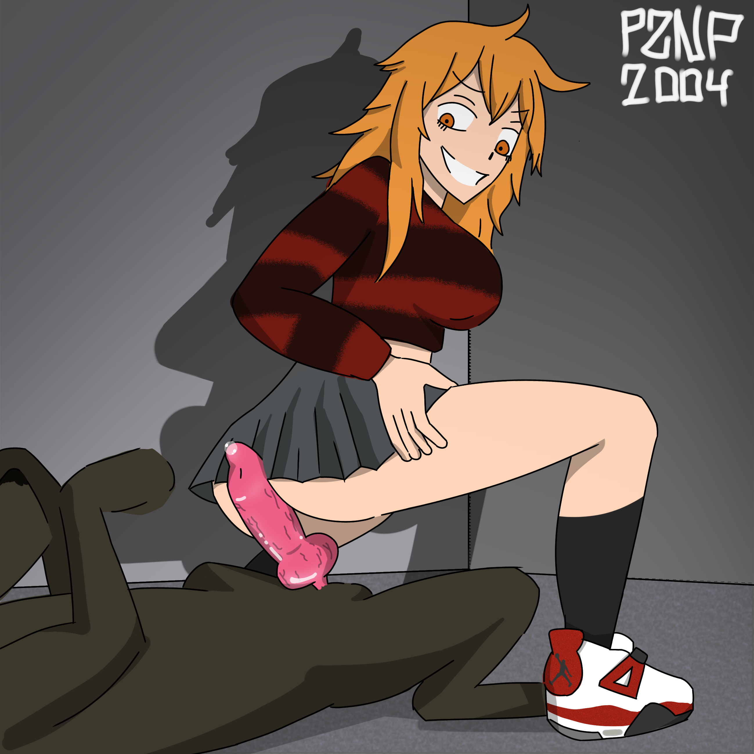 2d, bangs, canine, canine on human, canine penis, clothing, domestic dog, dominant human, female human/male feral, female on feral, female on top, femdom, feral, feral on female, feral on human, gamo-chan, human female, human on feral, imminent bestiality, imminent penetration, imminent sex, knot, light-skinned female, looking back, loving it, malesub, medium breasts, miniskirt, orange eyes, orange hair, paztanap04, please don't bully me, nagatoro, red hair, skirt, smile, smiling, submissive feral, zoophilia