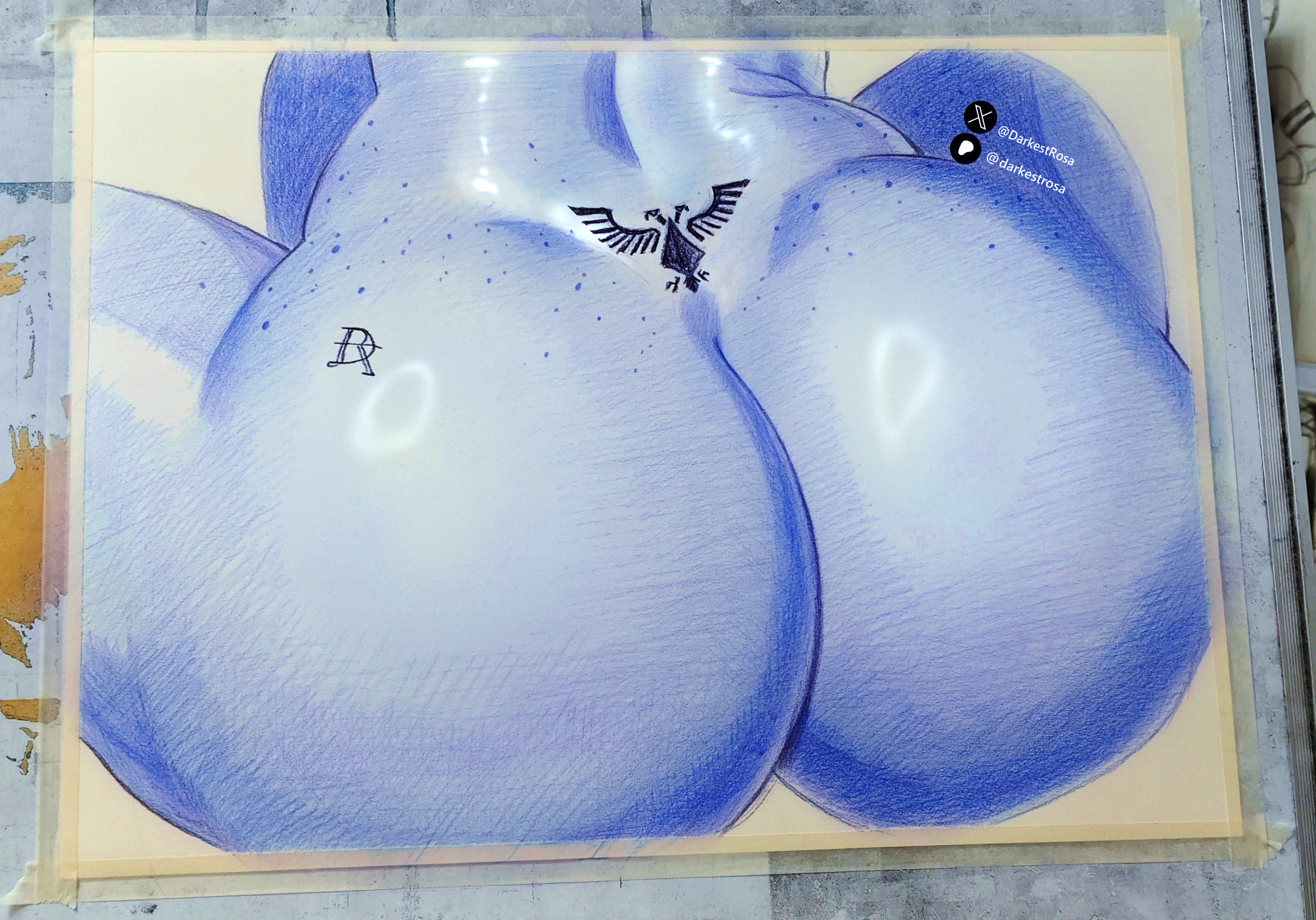 1girls, ass, big ass, big butt, blue body, blue skin, booty, darkestrosa, female, female only, huge ass, tape, tau, thick ass, warhammer (franchise), warhammer 40k