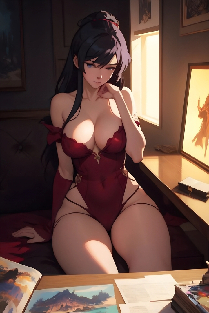 1girl ai_generated akeno_(fap_and_click) breasts fap_and_click_(game) female female_focus forbros_games_(publisher) game_cg pale-skinned_female pale_skin solo solo_focus
