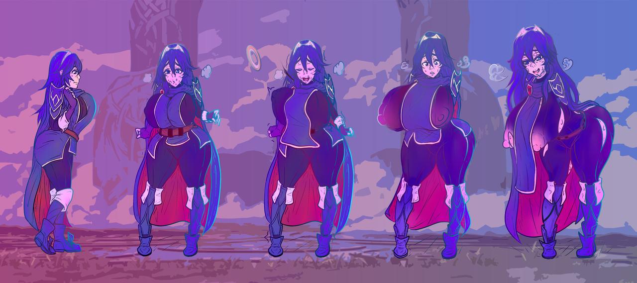 1girls ass_expansion breast_expansion female female_only fire_emblem fire_emblem_awakening gaz-knightofnylrac huge_ass huge_breasts lucina_(fire_emblem) nintendo see-through sequence solo solo_female thick_thighs wide_hips