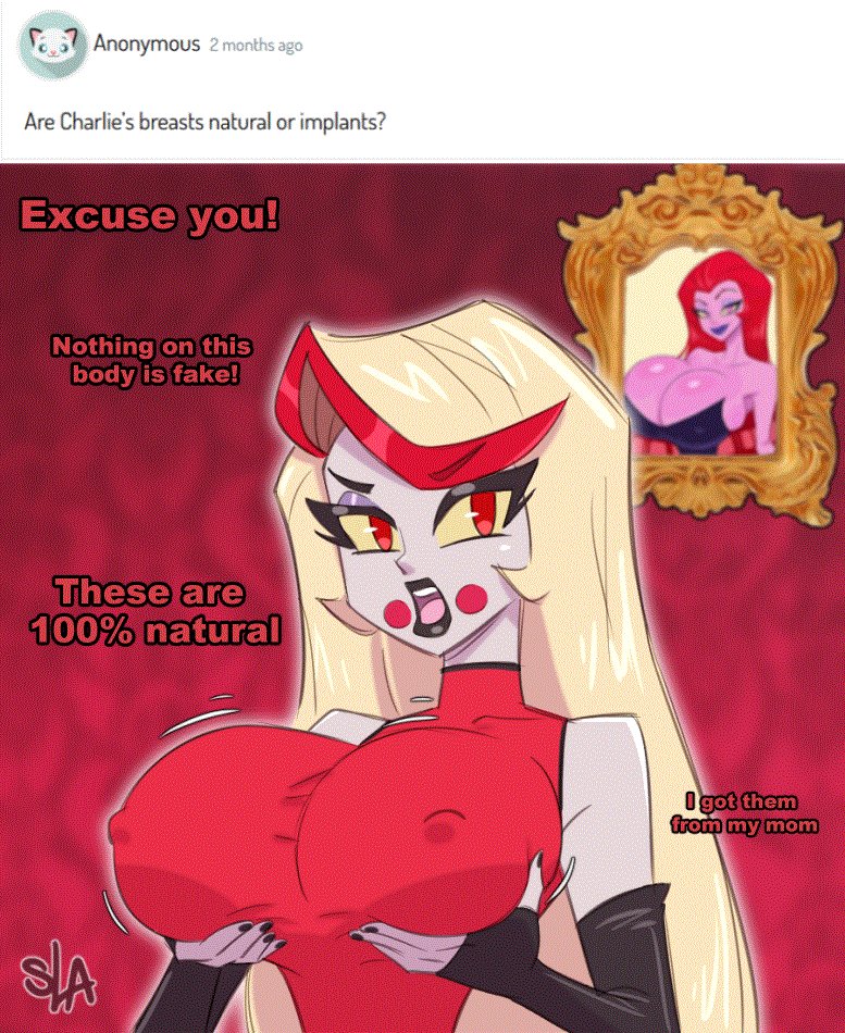 charlie morningstar (hazbin hotel), hazbin hotel, hellaverse, huge breasts, lilith morningstar (hazbin hotel), milf, mother and daughter, samson 00