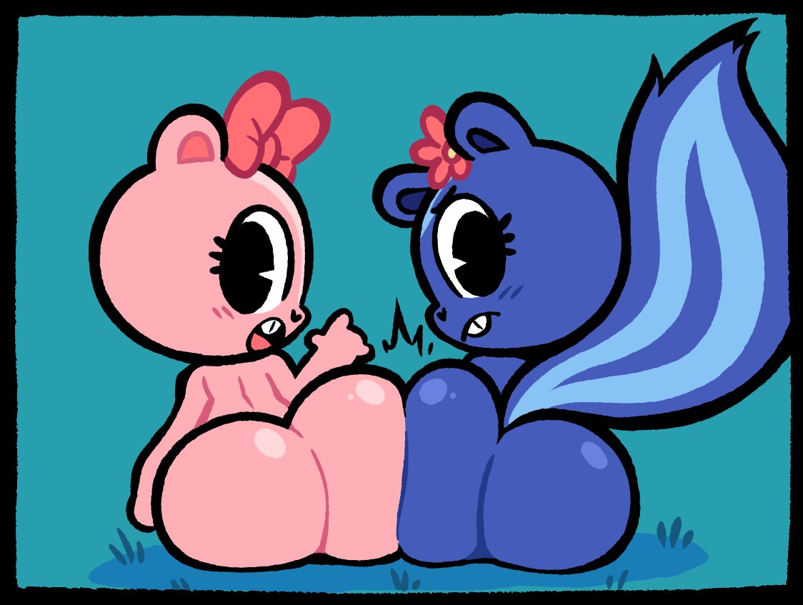 big ass, duo, furry, giggles (htf), happy tree friends, pac-man eyes, petunia (htf), simple background, yopy