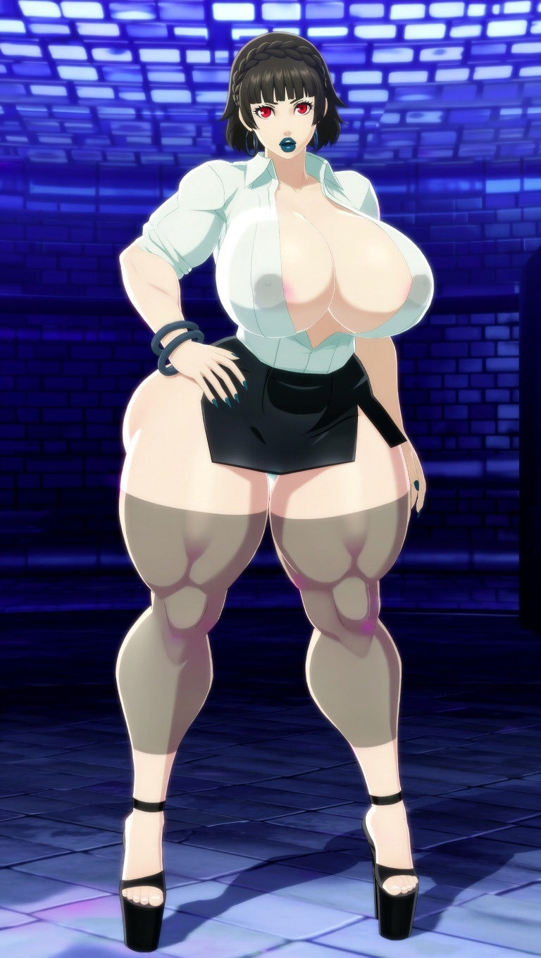 1girls 3d ai ai_art ai_generated annon bimbo bimbofied female female_only gigantic_breasts grok huge_breasts human makoto_niijima persona revealing_clothes skimpy standing