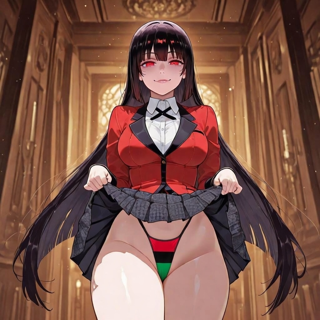 ai_assisted ai_generated bikini_bottom black_hair blazer female female_only flag flag_print jabami_yumeko kakegurui lewd lifting lifting_skirt pan-african_colors pan-african_flag panties pose red_blazer red_eyes school_uniform seducing seductive seductive_body seductive_eyes seductive_gaze seductive_look seductive_mouth seductive_pose seductive_smile sexy sexy_pose solo solo_female solo_focus sweaty thick_thighs thighs thong thong_bikini tie uniform