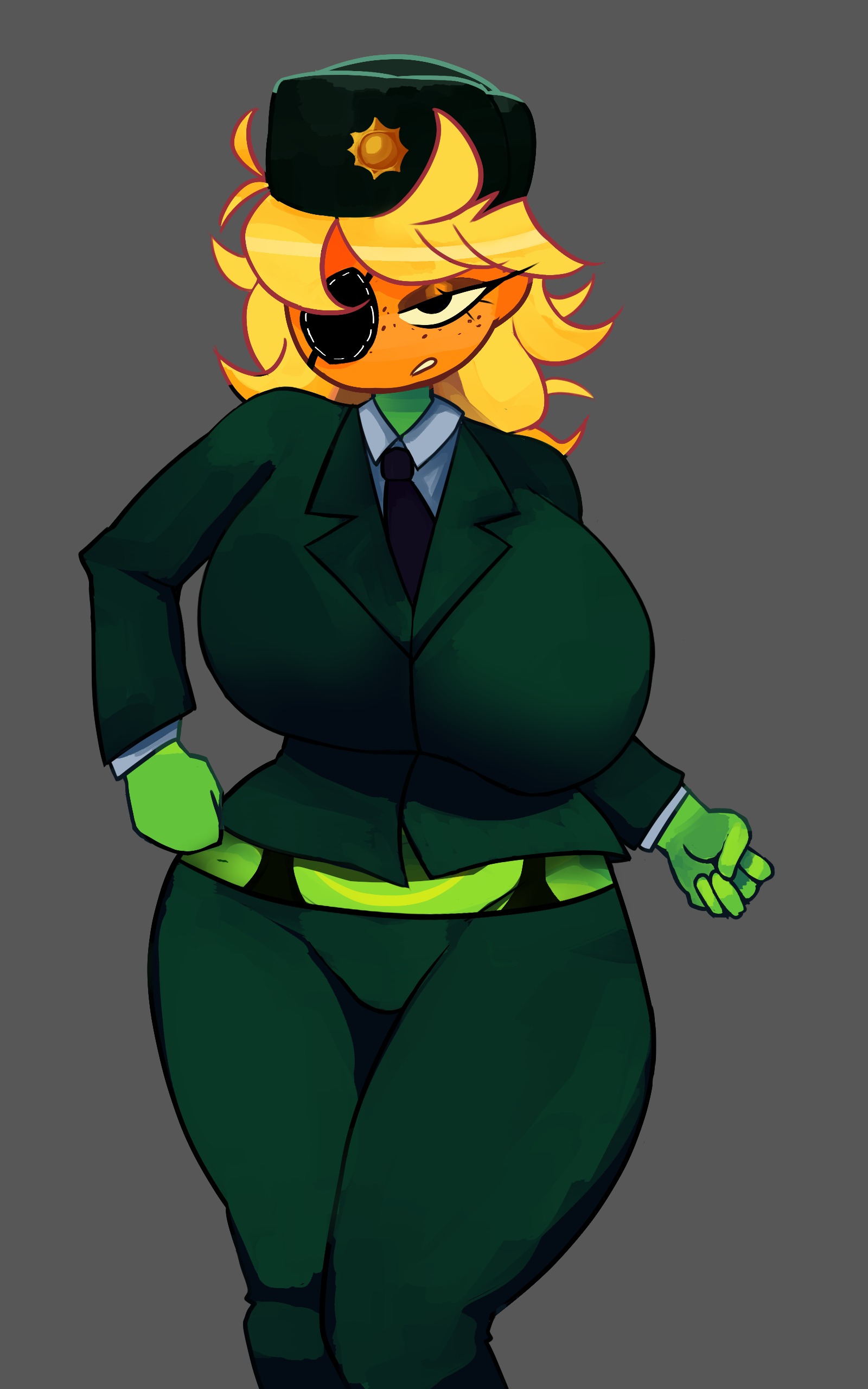 1girls, anthro, anthrofied, ass, breasts, eyepatch, female, flora fauna, major sweetie (pvz), mckeyes, plant, plant humanoid, plantie, plants vs zombies, plants vs. zombies, popcap games, sunflower (pvz)