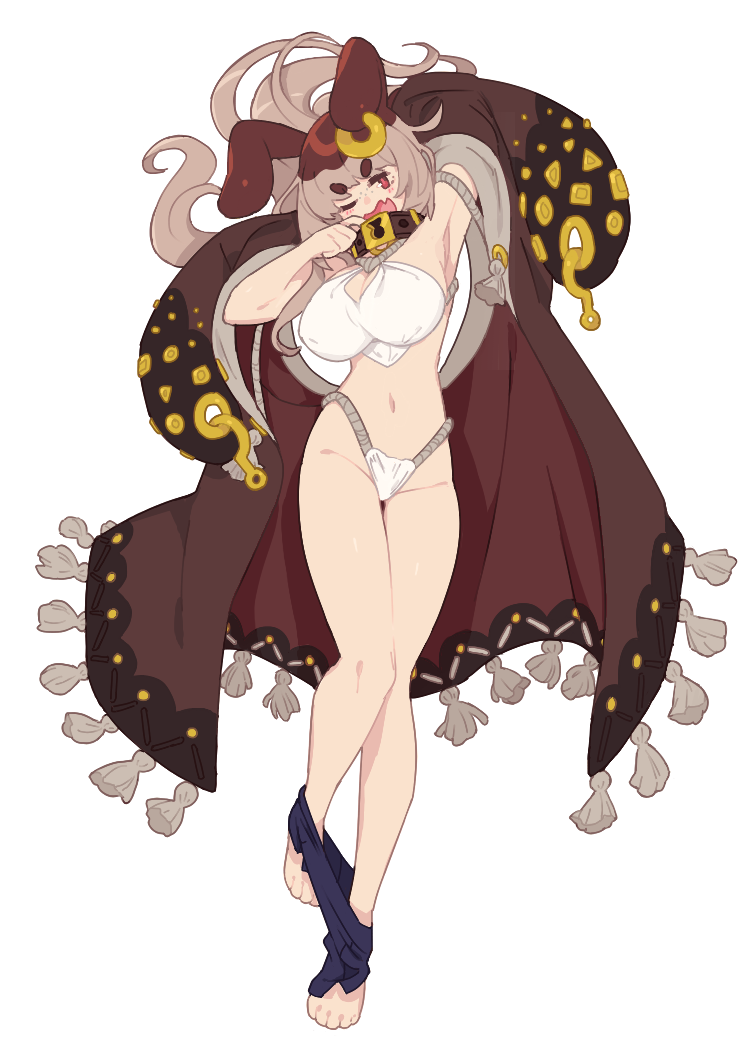 amai_umimaru armpit big_breasts bunny_ears collar colored feet hourglass_figure indie_virtual_youtuber keyhole legs piercing pink_hair robe rope sea_slug sea_slug_girl skin_fang stripping toes tummy two_colored_hair virtual_youtuber