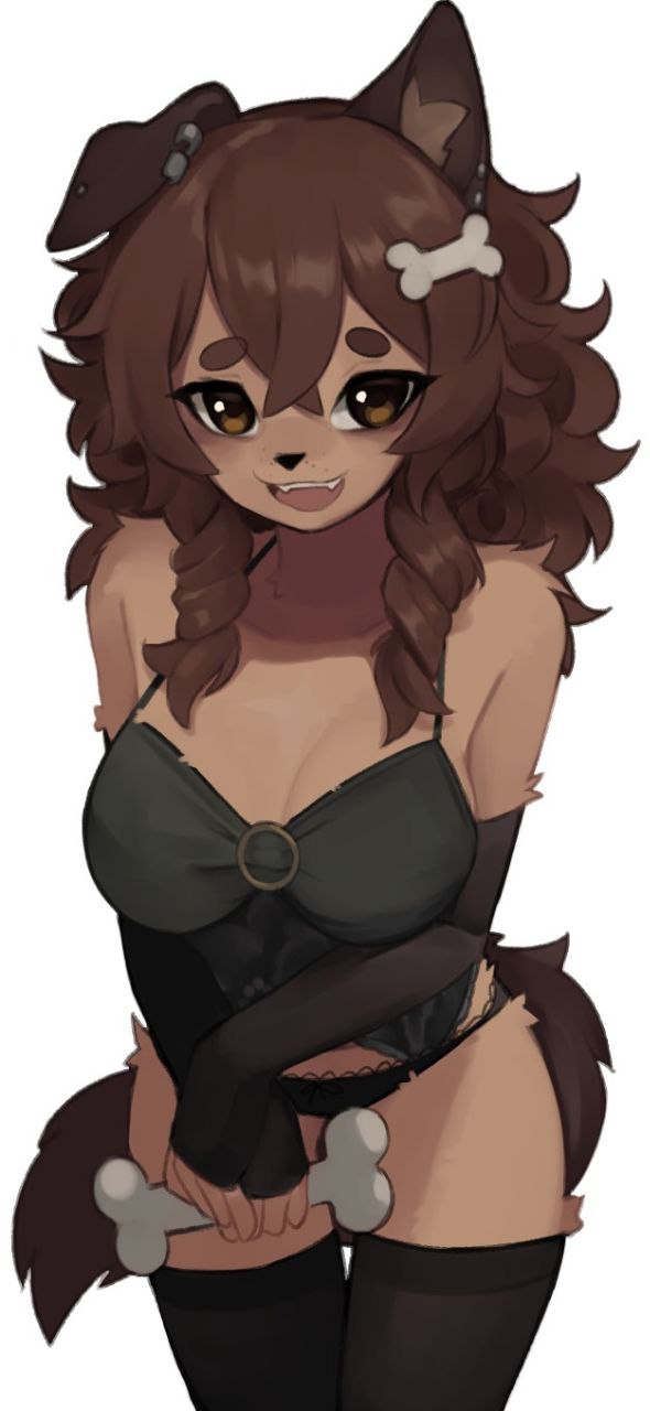 black bra, black stockings, black underwear, dog girl, dog tail, puppypaws, tagme, yoako