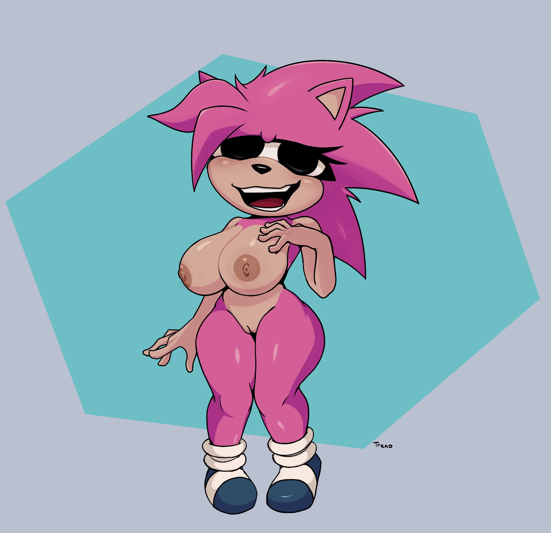 amy rose, artist logo, artist name, background, breasts, caminacarro4000, classic amy rose, female, friday night funkin, liz (treno), liz the hedgehog, naked female, naked footwear, pattern background, sega, shoes only, sonic (series), sonic the hedgehog (archie), sonic the hedgehog (comics), sonic the hedgehog (idw), sonic the hedgehog (series)