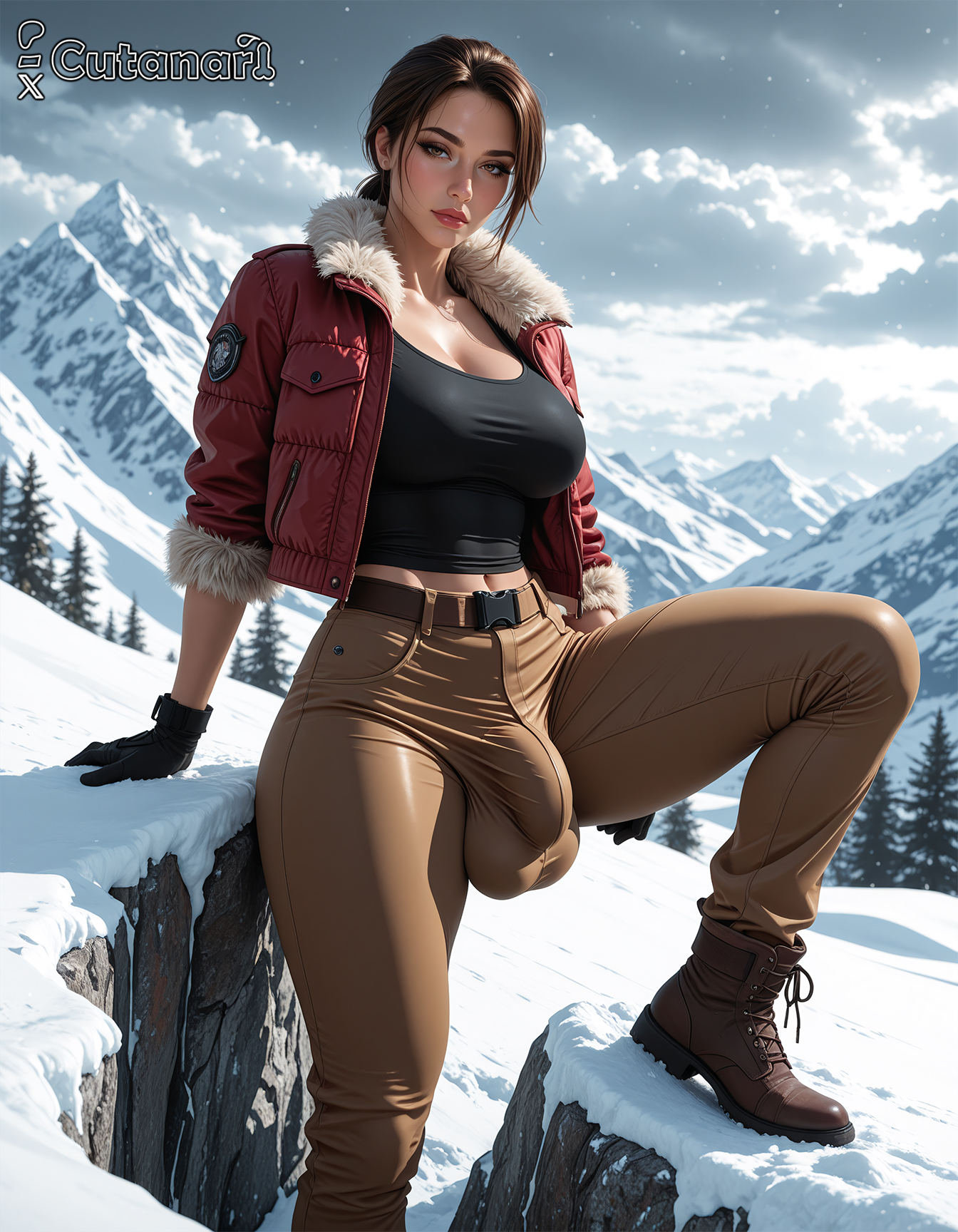 1futa, abs, ai generated, ass, balls, big balls, big breasts, big butt, big penis, big thighs, breasts, chest, cock, covered abs, curvy, cutanari, dick, dickgirl, dickgirl only, futa only, futa sans pussy, futanari, intersex, lara croft, looking at viewer, patreon logo, patreon username, penis, perfect body, perfect boobs, perfect legs, ready to fuck, sexy, sexy body, sexy pose, small waist, solo, stable diffusion, testicles, tomb raider, uncensored