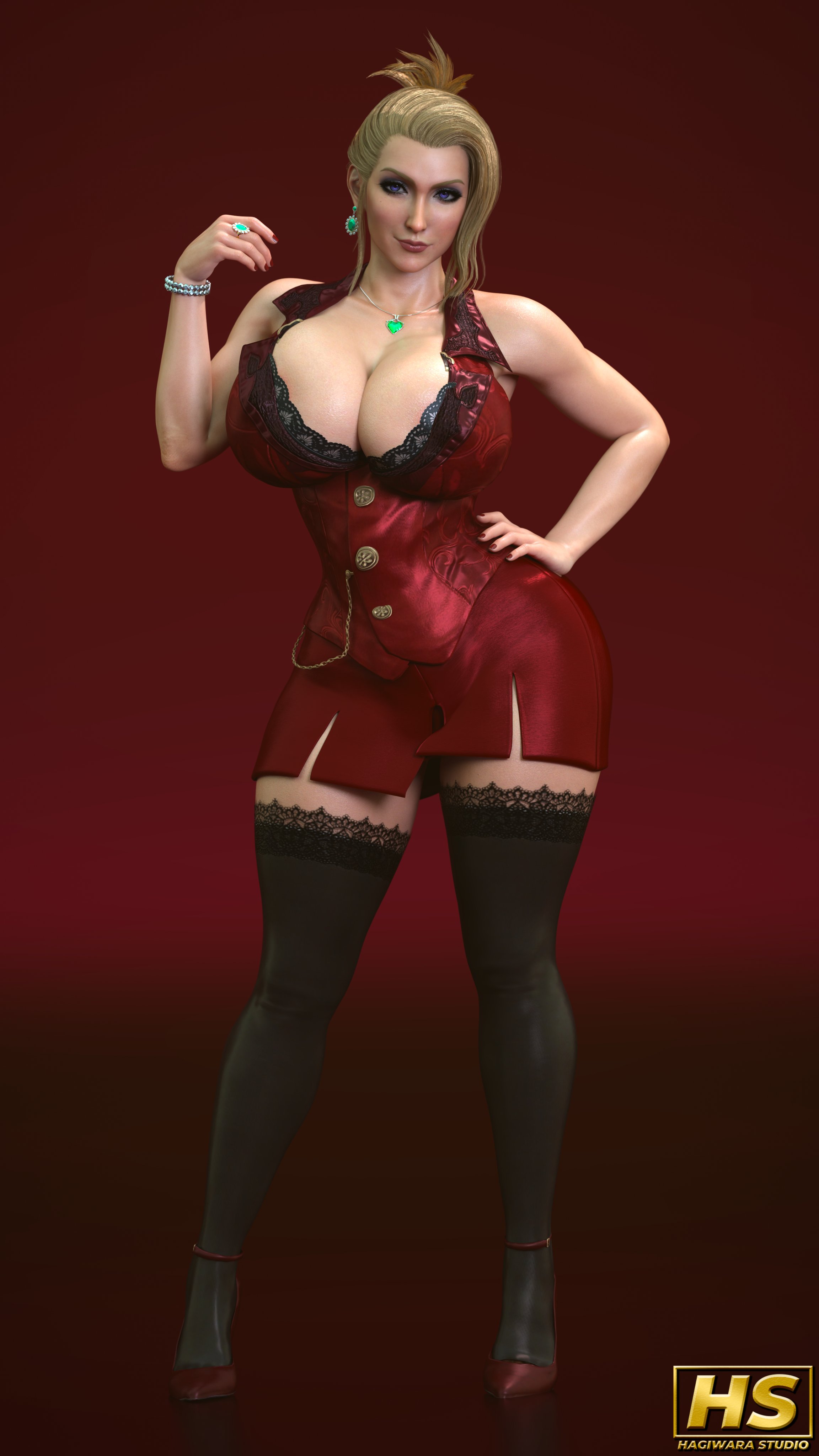 1girls, 3d, ass, big ass, big breasts, blonde female, blonde hair, blonde-haired female, breasts, female, female focus, female only, final fantasy, final fantasy vii, final fantasy vii remake, hagiwara studio, large boobs, large breasts, light skin, light-skinned female, looking at viewer, mature, mature female, milf, scarlet (ffvii), solo, solo female, solo focus