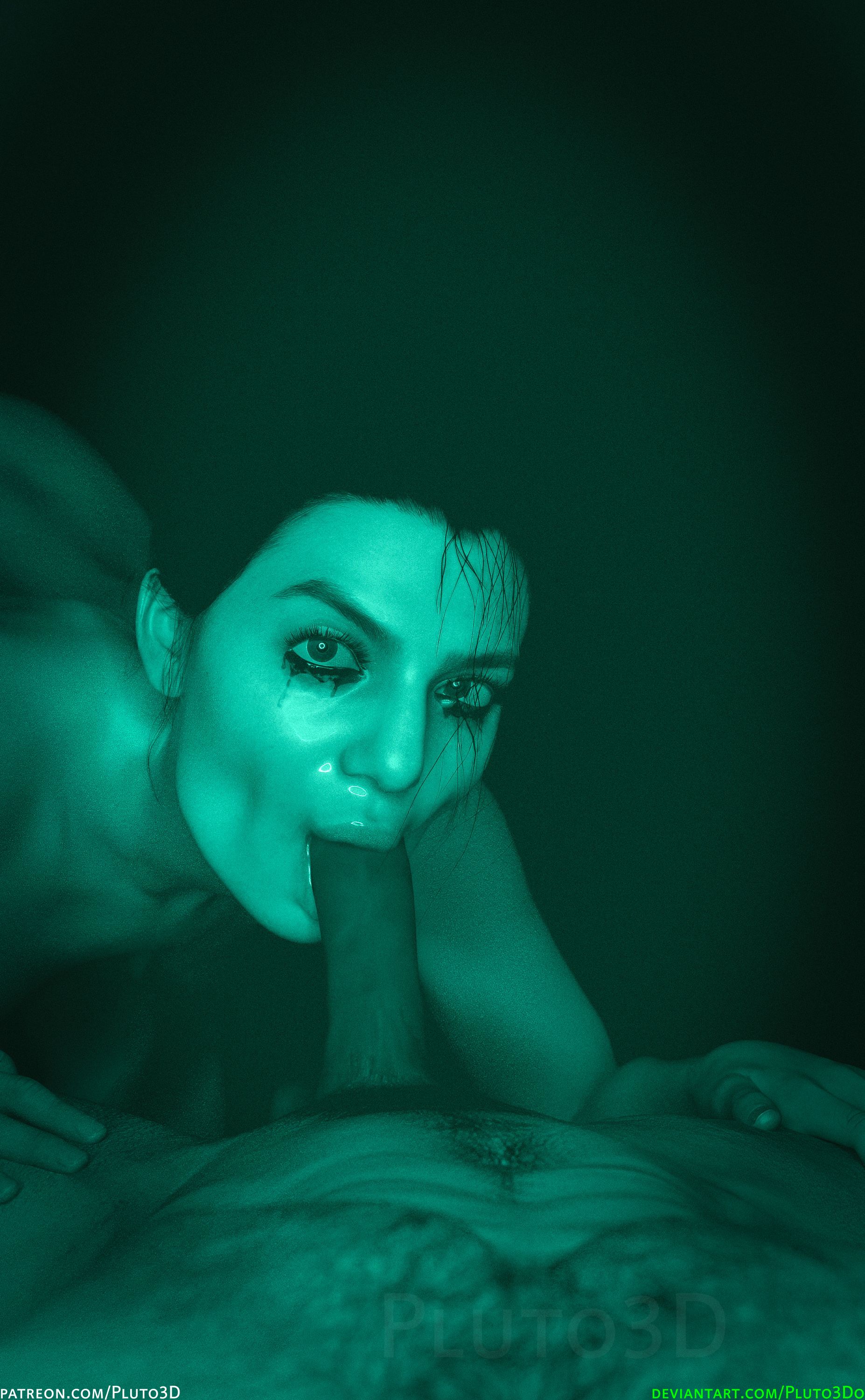 1boy, 1girls, 3d, blowjob, call of duty, call of duty modern warfare (2019), call of duty modern warfare 2 (2022), claudia doumit, digital media (artwork), farah karim, fellatio, female, hi res, looking at viewer, makeup, makeup running, male, mascara, messy hair, middle eastern female, pluto3d, pov, pov eye contact, pubic hair, watermark, wet