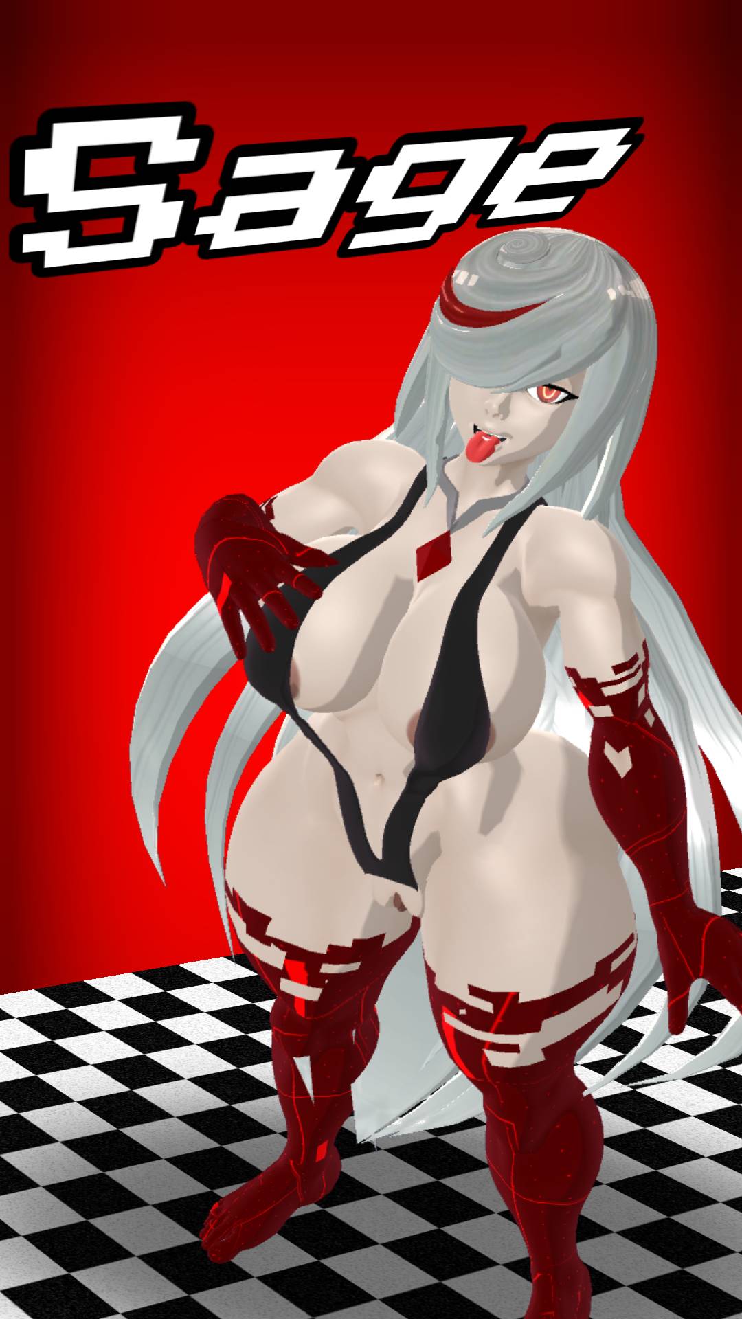 1girls, 3d, adult sage (kabalmystic), big breasts, breasts, female, female only, kabalmystic (style), long hair, mikumikudance, mmd, sage (sonic frontiers), sega, sling bikini, slingshot swimsuit, solo, sonic (series), sonic frontiers, ssirkthesaiyan, sticking out tongue, thick thighs, white hair