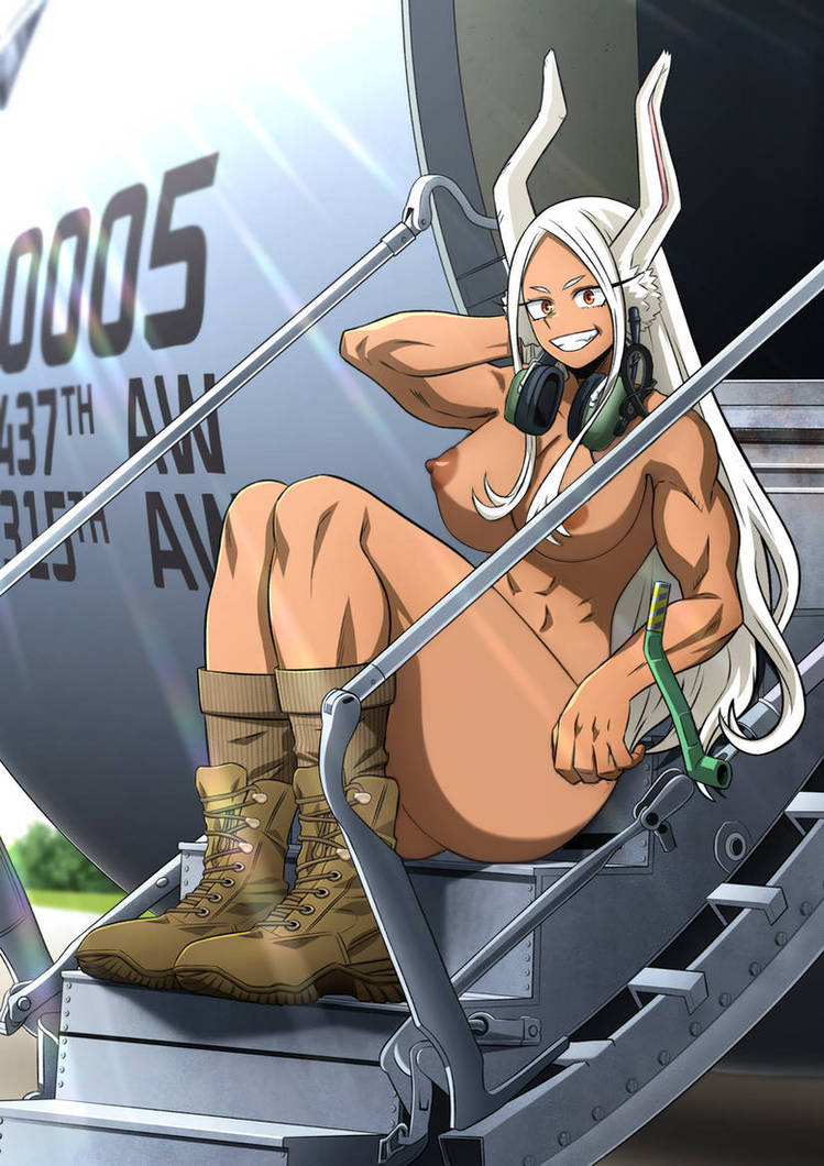 1girls, abs, airplane, boots, boots only, exhibitionism, female, mirko, miruko, muscles, my hero academia, naked, naked female, naked footwear, nude female, rumi usagiyama, smile, socks, usagiyama rumi