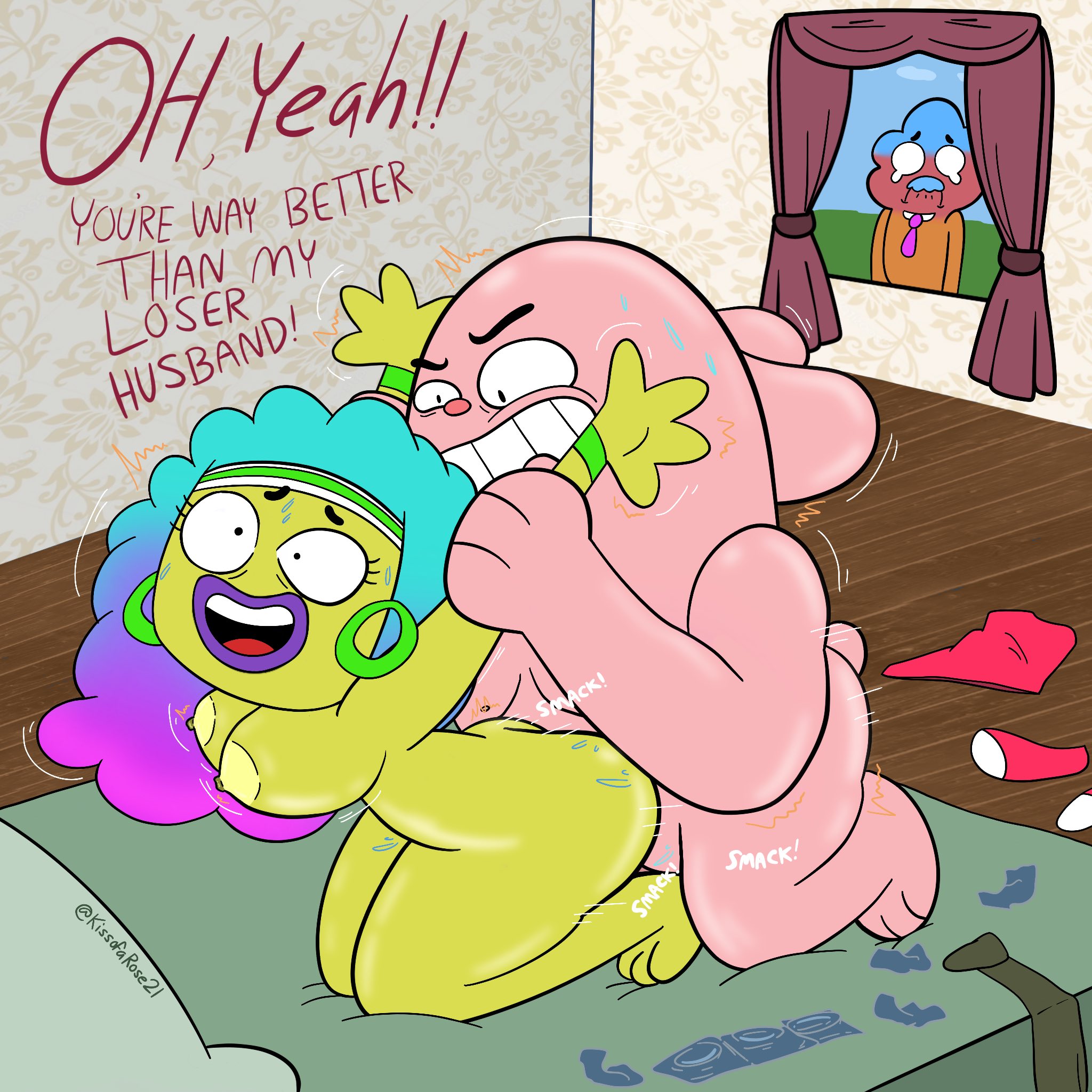 ahe gao, ass, bed, breasts, cheating, cheating husband, cheating wife, clothes on floor, cuckold, female, fucking, harold wilson, jackie wilson, male, naked, netorare, ntr, richard watterson, sex, sketch, the amazing world of gumball, the wonderfully weird world of gumball