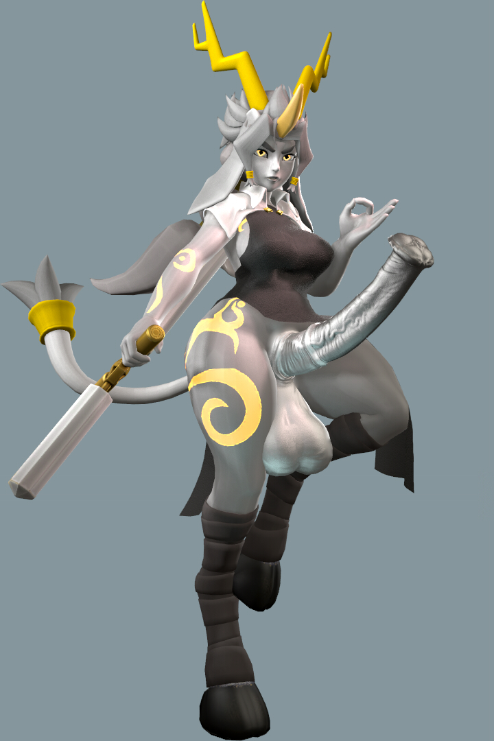 1futa, 3d, animal genitalia on humanoid, animal penis on humanoid, big breasts, big penis, breasts, canastus, crossover, fusion, futanari, goat, horsecock, horsecock futa, horsecock on humanoid, intersex, jackalope, league of legends, penis, pinup, pseudoregalia, soraka, source filmmaker, standing on one leg, sybil (pseudoregalia), tagme