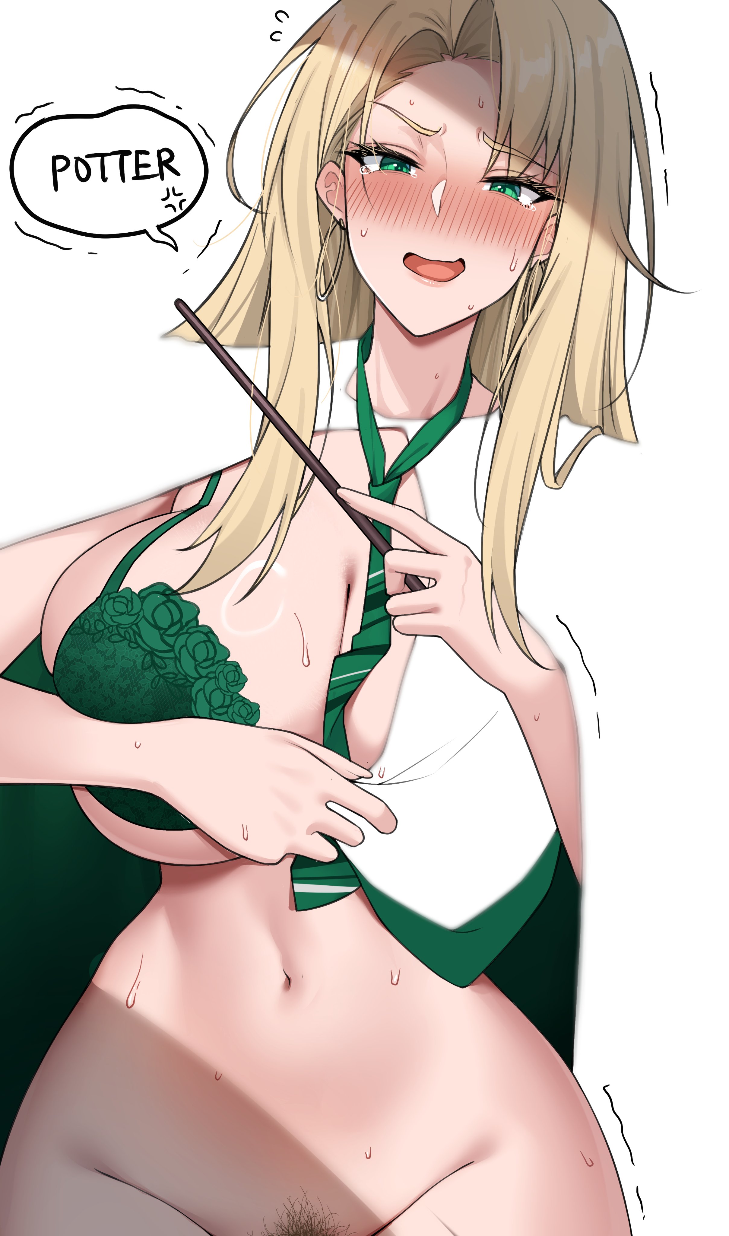 1girls, breasts, draco malfoy, draco malfoy (redteneri), female, female focus, female only, genderswap, harry potter, large breasts, light skin, light-skinned female, looking at viewer, nekosama, nekosama shugyouchuu, rule 63, school uniform, solo, thick thighs, thighs, wide hips