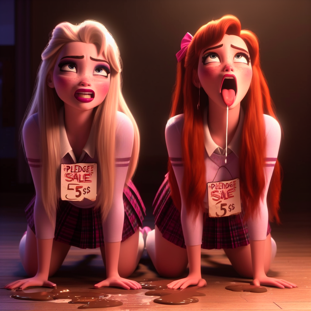 2girls, after school, ahe gao, ai generated, anna (frozen), clothing, cute, disney, disney princess, elsa (frozen), female, female only, frozen (film), open mouth, oral, oral invitation, petite, petplay, pink lipstick, prostitution, purple lipstick, quakerflack, red lipstick, roleplay, saliva, saliva drip, saliva string, school, school uniform, schoolgirl, sisters, skinny, skirt, slim, tagme, teenager, tongue, tongue out