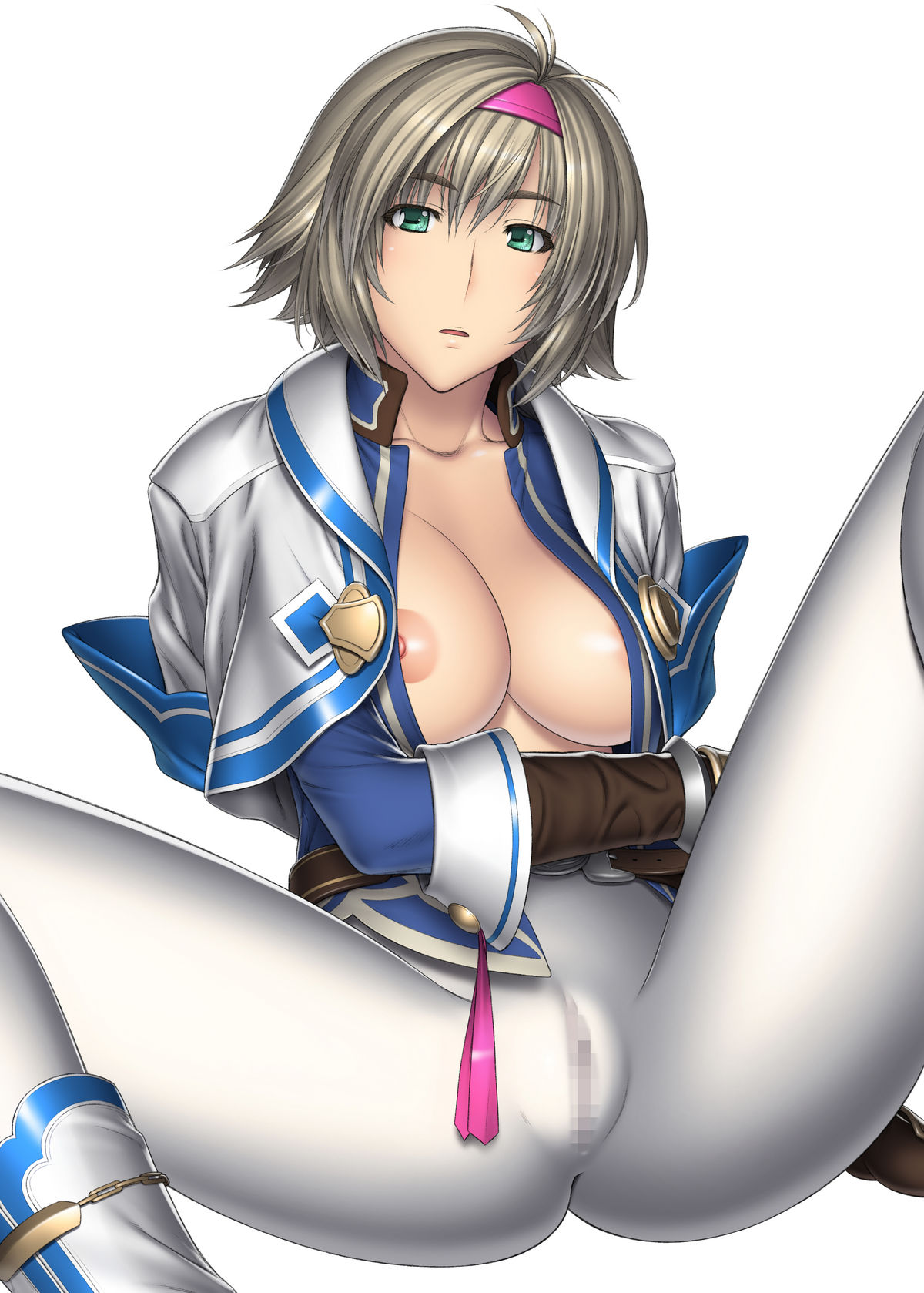 breasts cassandra_alexandra female female_only green_eyes hairband highres human kansuke nipples pussy solo soul_calibur soul_calibur_iv white_hair