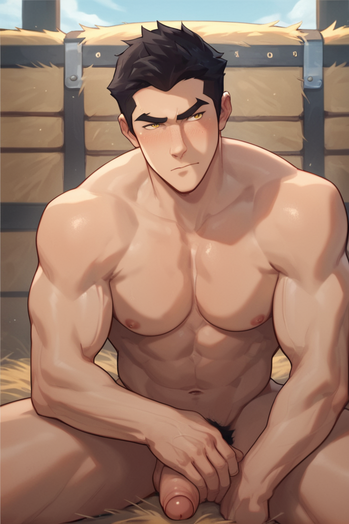 1boy abs ai_generated armpit_hair avatar_legends balls bara big_balls big_penis gay ilovementits mako male male_only muscular nipples pecs penis pubic_hair the_legend_of_korra thighs yaoi