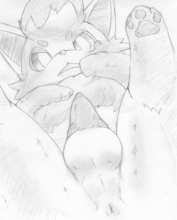 anus balls black_and_white canine fox male male_only monochrome okunawa pawpads penis pokemon pokemon_(species) sketch tears zorua