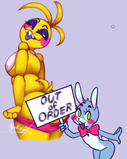 1girls animatronic animatronic_female black_eyes bonnie_(fnaf) censored chica_(fnaf) chicken chubby_female cupcake female five_nights_at_freddy's five_nights_at_freddy's_2 furry robot robot_girl smiling standing toy_bonnie_(fnaf) toy_chica_(fnaf) yellow_fur