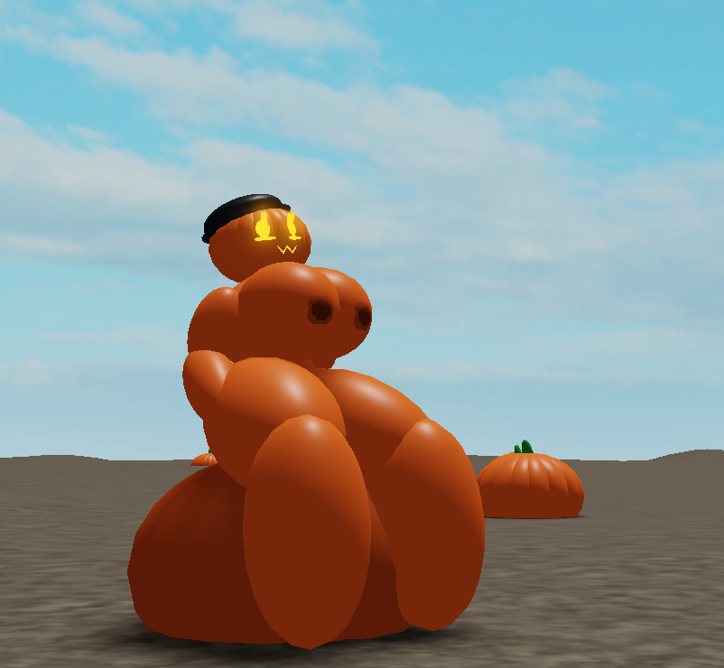 3d goofylookin hat_only large_breasts orange_skin pumpkin_girl roblox self_upload sitting_on_pumpkin small_areola solo_female yellow_eyes