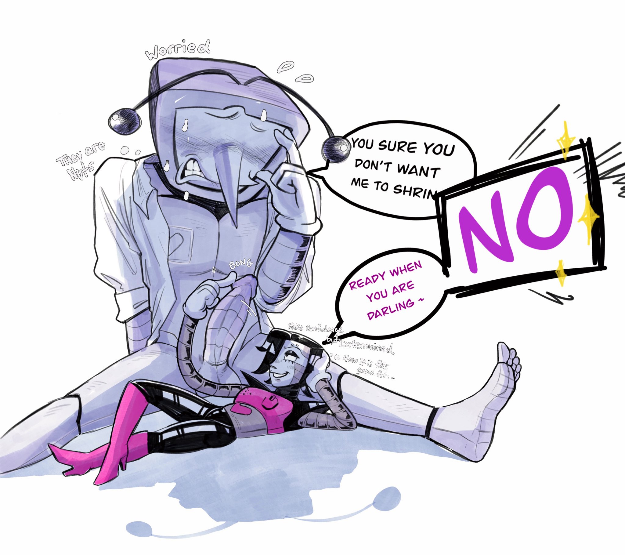 big cock, deltarune, deltarune chapter 3, fr0gbcket, gay, male, mettaton, mettaton ex, penis, robot, size difference, sweat, sweating, tagme, tenna (deltarune), tv head, undertale, undertale (series), yaoi