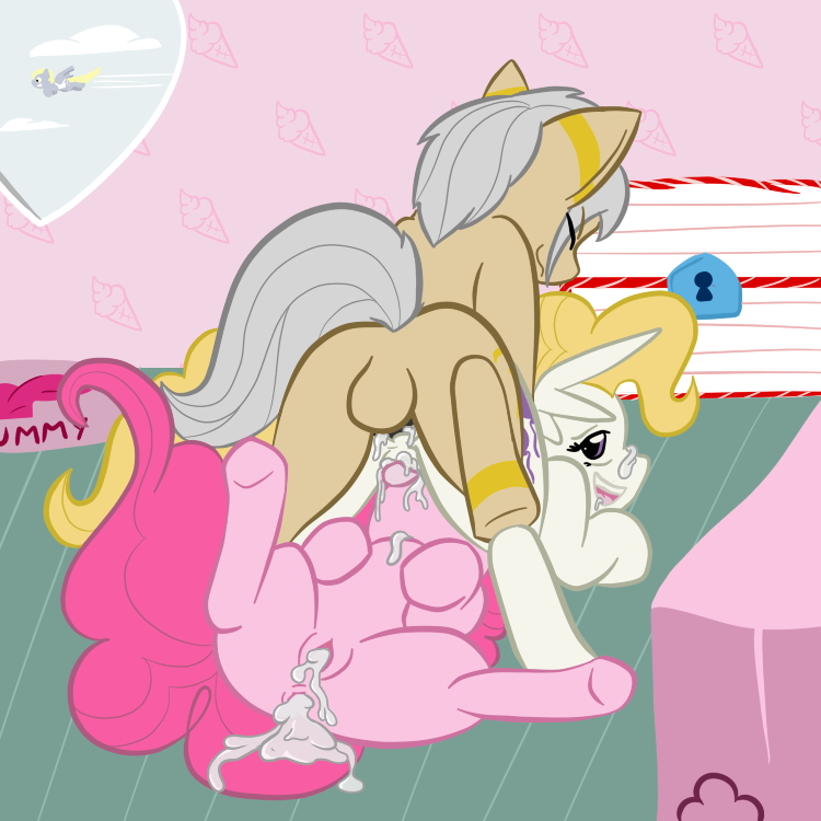 anal anal_sex anus balls bed bisexual cum derpy_hooves equine female friendship_is_magic grey_hair horse licking male messy my_little_pony penetration penis pink pinkie_pie_(mlp) purple_eyes pussy shen_(shenhibiki) shenhibiki straight_hair surprise_(mlp) tongue