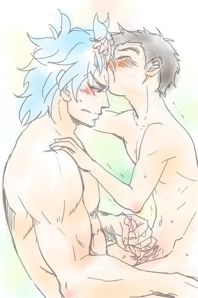 2boys anal black_hair blue_hair blush handjob kissing komatsu_(toriko) male male_only multiple_boys nude penis sex short_hair toriko_(character) toriko_(series) uncensored yaoi