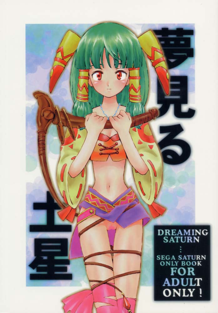 b.tarou bakuhatsu_brs cover cover_page feena feena_(grandia) grandia grandia_i green_hair hair_ornament hair_tubes holding jewelry long_hair midriff necklace red_eyes skirt solo standing thighhighs torn_clothes whip wide_sleeves