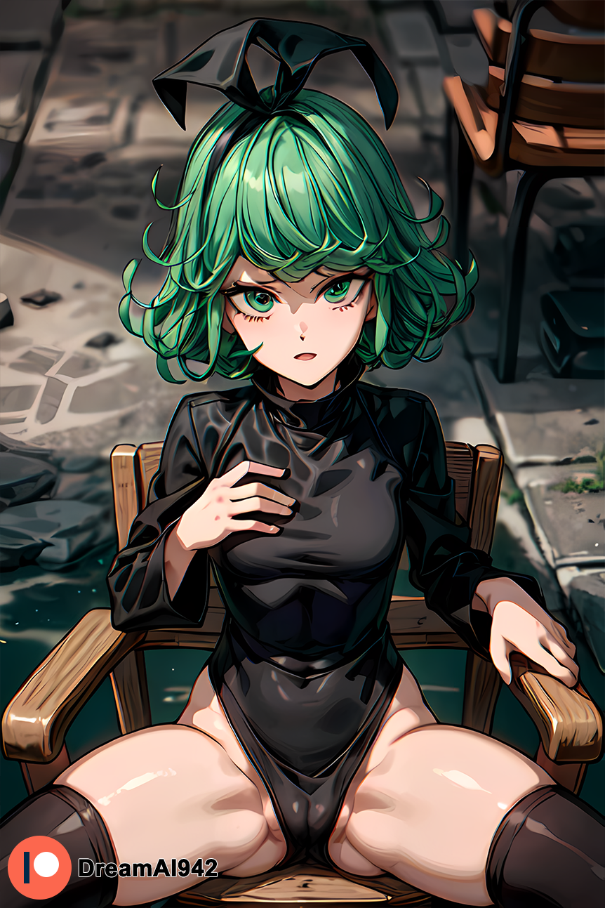 1girls ai_generated bed bedroom dreamai942 female female_only green_hair hi_res high_resolution highres looking_at_viewer one-punch_man solo tatsumaki