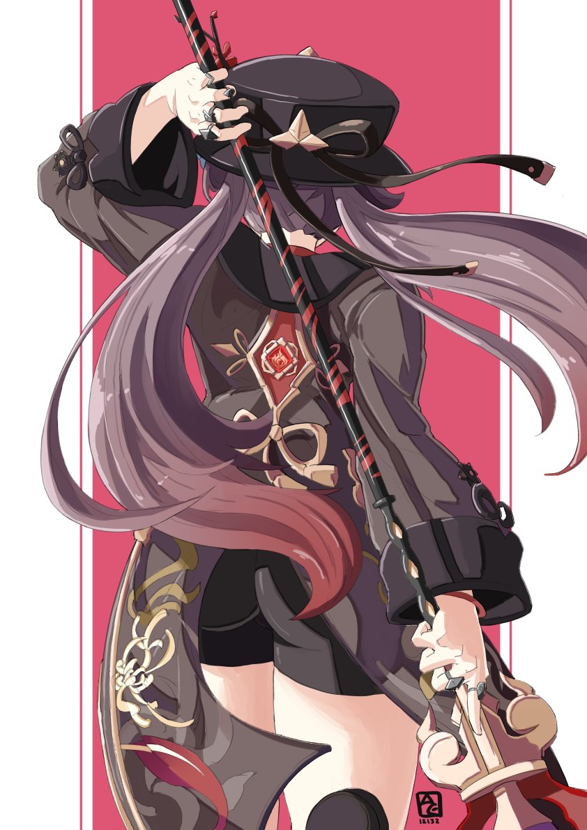 1girls absurd_res anime_style ass ass_focus automatic_giraffe back back_view brown_hair butt_crack female genshin_impact highres hu_tao_(genshin_impact) long_hair looking_away looking_away_from_viewer mihoyo simple_background solo solo_female thick_ass thick_thighs thighs video_game_character video_games