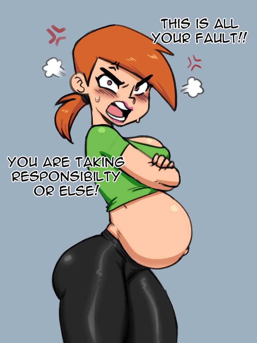 angry angry_expression angry_face angry_pregnant_female ass belly big_belly black_legwear breasts clothed clothed_female clothing darkeros13 female leggings nickelodeon not_loving_pregnancy pregnant red_hair sfw take_responsibility the_fairly_oddparents thedarkeros thick_thighs vicky_(fairly_odd_parents)