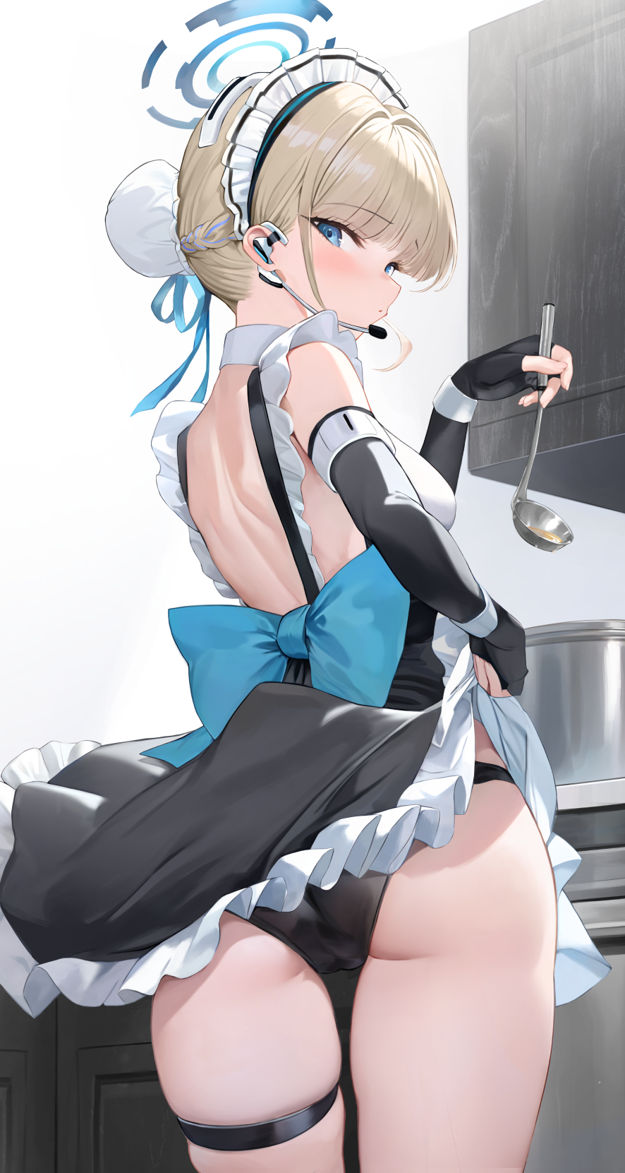 1girls ass blonde_hair blue_archive blue_eyes breasts bubble_butt cleaning_&_clearing_(blue_archive) female light-skinned_female light_skin long_hair looking_at_viewer maid maid_headdress maid_outfit millennium_science_school_student panties preview_(preview0) toki_(blue_archive)