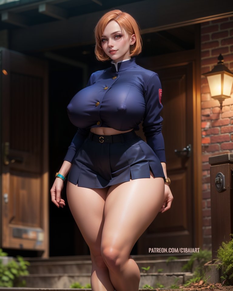 1girls, ai generated, big breasts, breasts, c18aiart, female, female only, jujutsu kaisen, kugisaki nobara, school uniform, solo, solo female